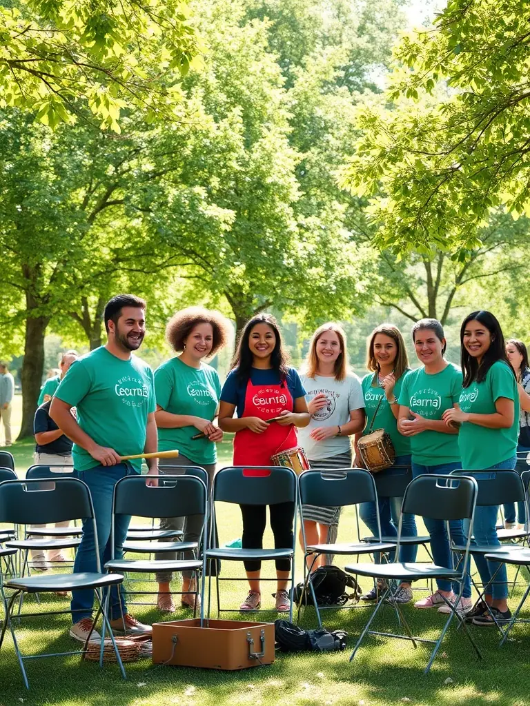 A photo of volunteers setting up for a FENIX event, showing the collaborative effort and community involvement that makes these programs possible.