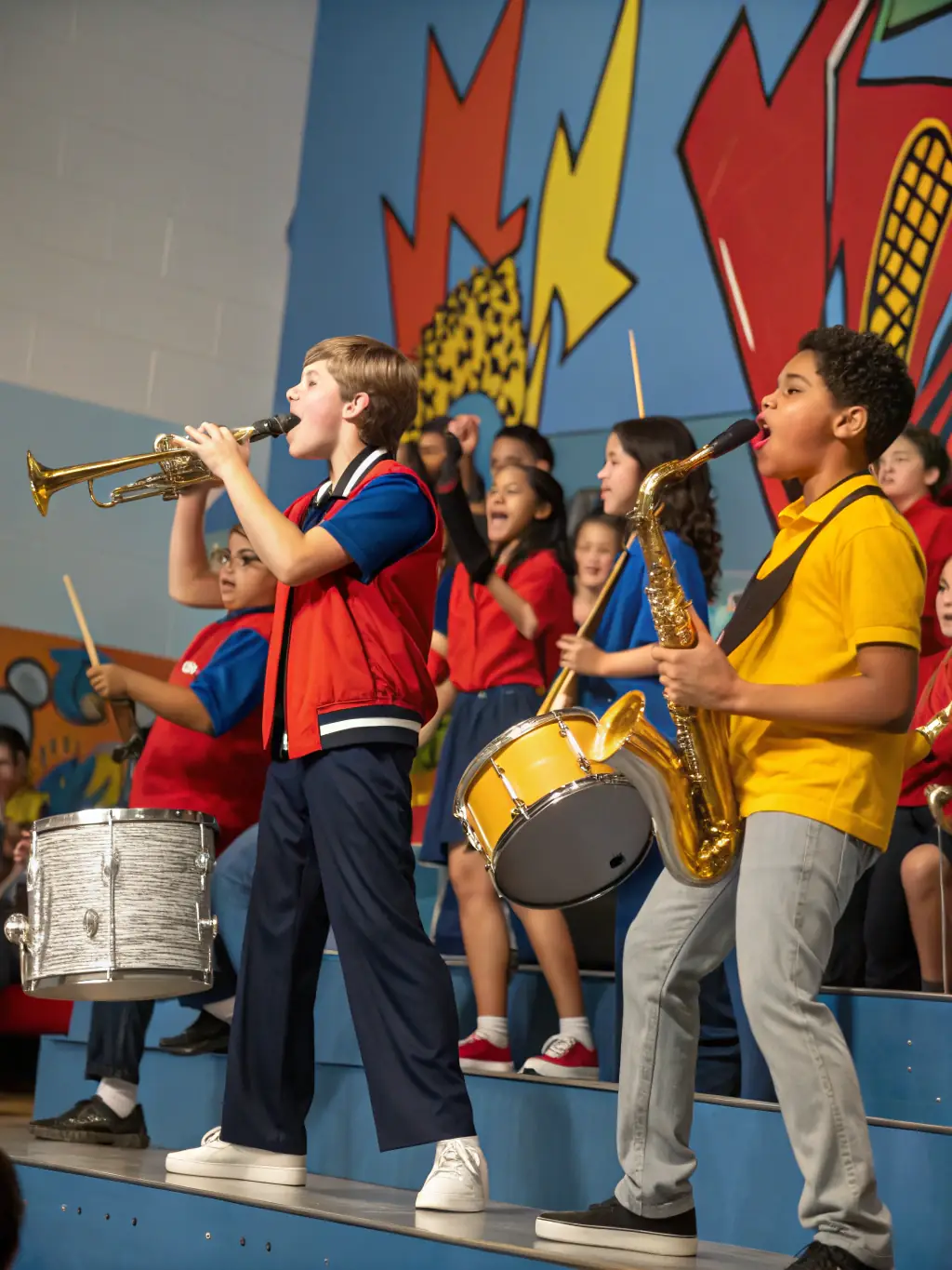 A captivating shot of a FENIX-organized talent show, featuring emerging artists showcasing their unique musical talents and receiving encouragement from the audience.